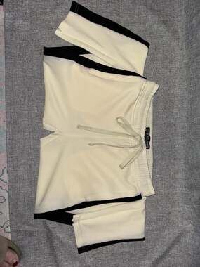 Rebel Minds Cream and Black Side Stripe Track Pants with Ankle Zippers